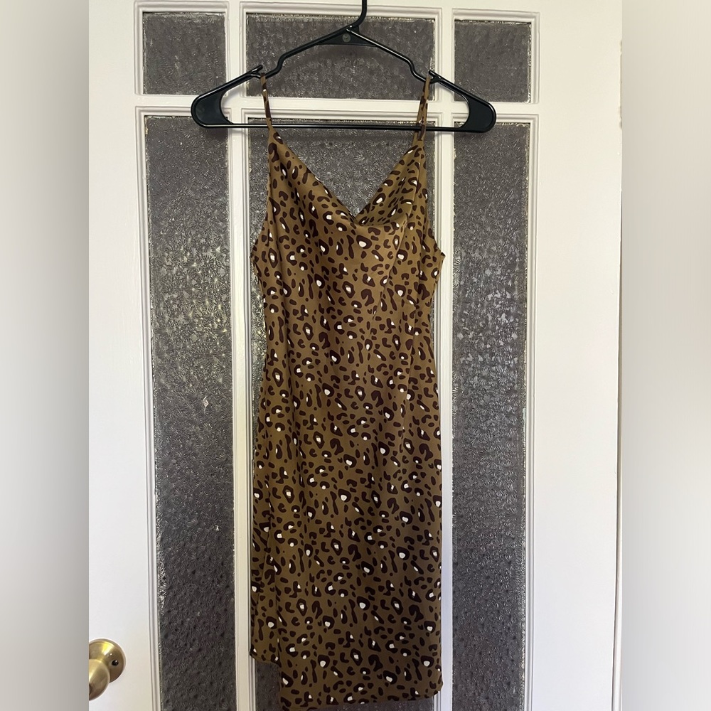 UO silk cheetah print mini dress
